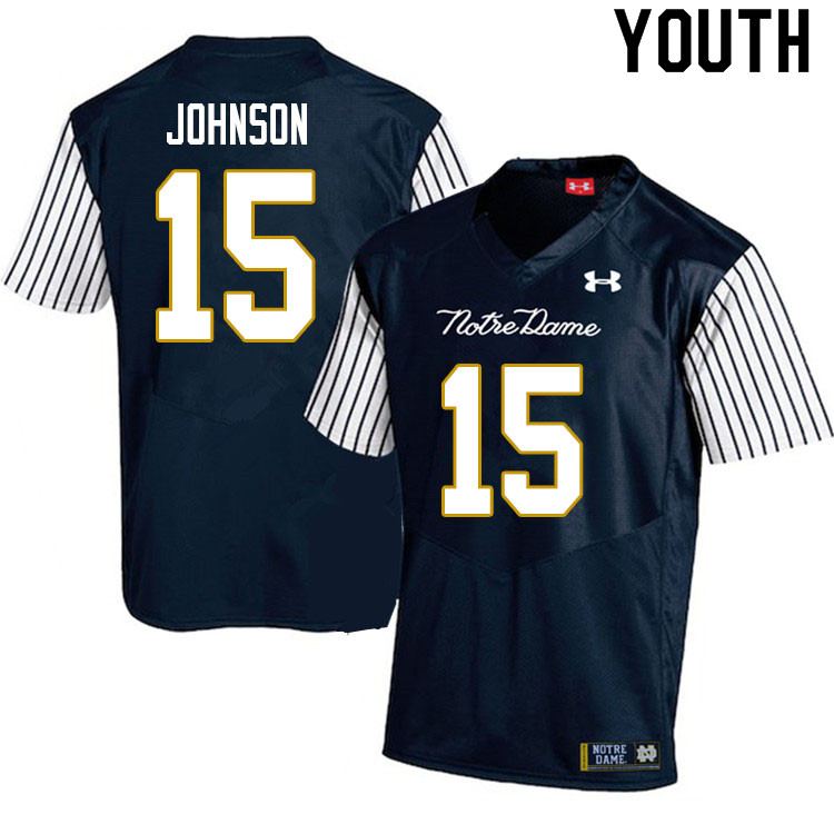 Youth #15 Jordan Johnson Notre Dame Fighting Irish College Football Jerseys Sale-Alternate